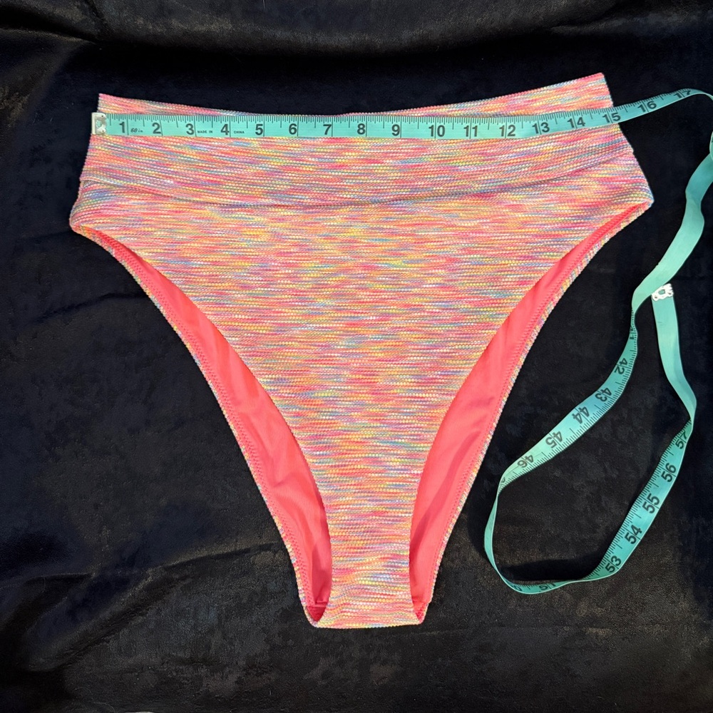Aerie Coral Space Dye Multi Colored, High Rise Cheeky Cut Bikini Bottoms-Size XL